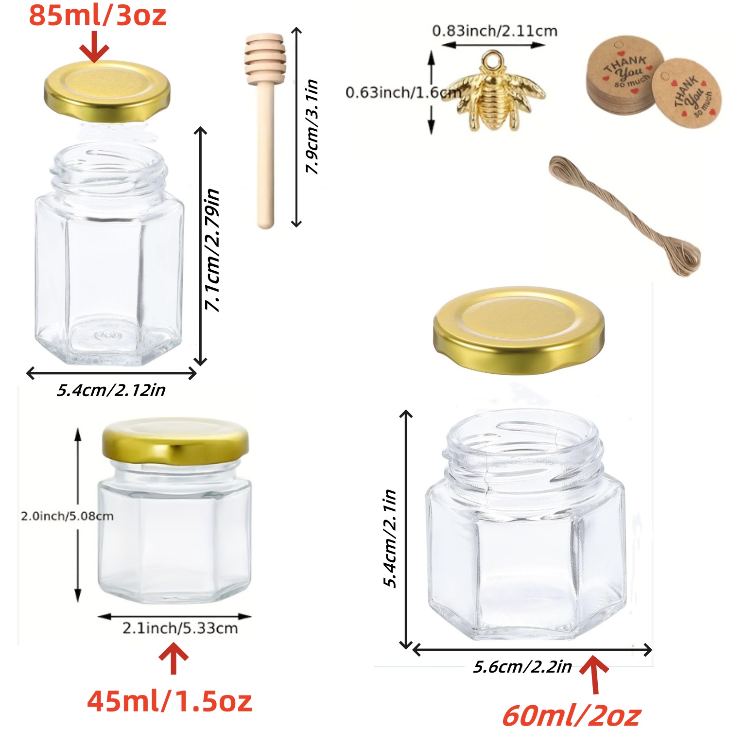 12/20/30/50/60Pcs-Mini Honey J - Baby Food Jars With Lids review and price